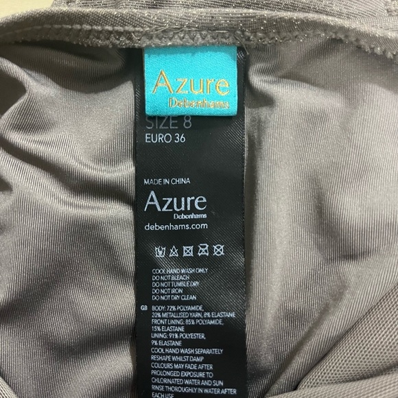 Azure Glitter Metal Embellished Halter Swimsuit - Picture 5 of 7